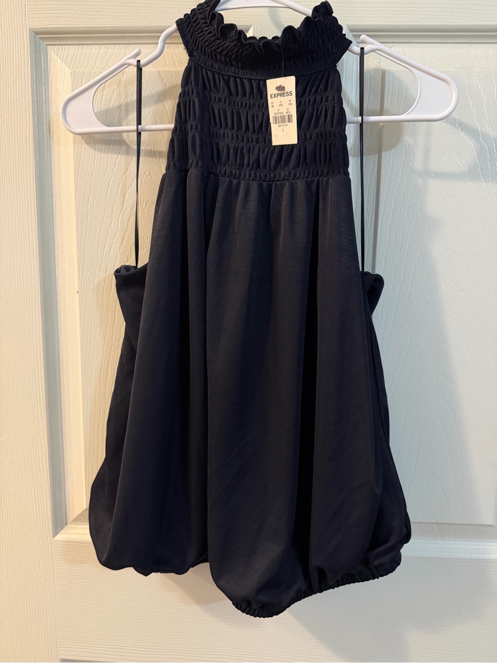 Express Black Smocked Halter top